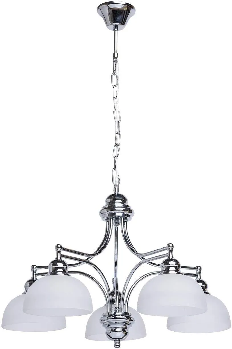 5 Lights Metal Chrome White Matt Glass Ceiling Lamps Modern Kitchen Dining Room Lights Centrance Decoration Chandelier Living Room Hanging Lamps 5 X 60W E27 Flush Mount Light