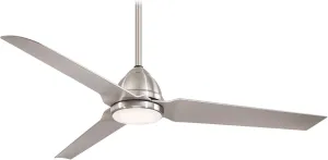 54" Minka Aire Java LED Brushed Nickel Wet Outdoor Ceiling Fan with Remote Control and Etched Opal Glass Light