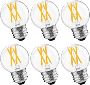 6 Pack Dimmable G16.5 LED Light Bulbs 60 Watt, E26 LED Bulbs 60 Watt Soft White 3000K, 6W E26 Globe LED Edison Small Light Bulb for Sputnik Chandelier, Vanity Lights, CRI80 , AC120V, 600lm