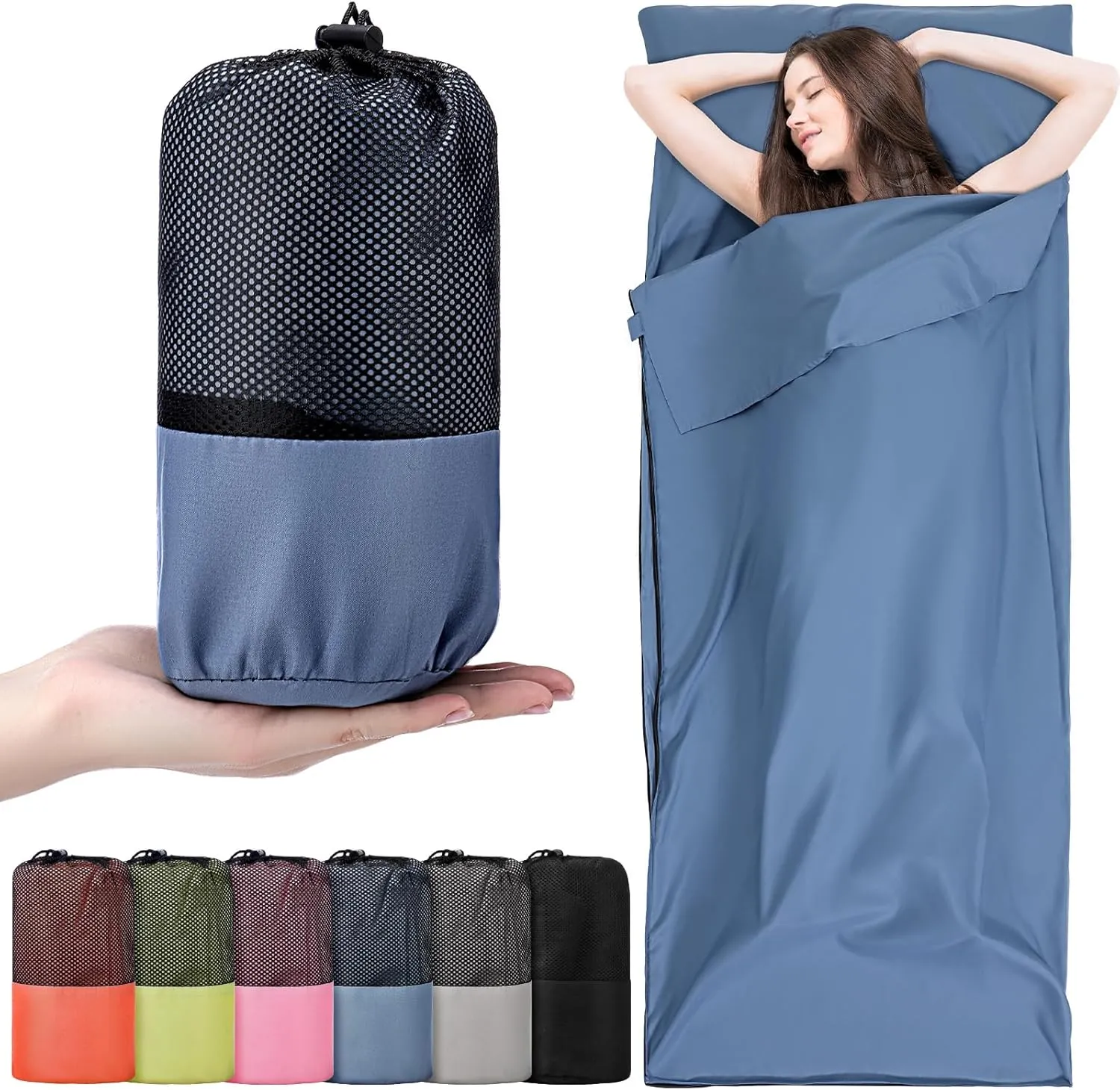 6 Pack Sleeping Bag Liner Ultralight Travel Sheets Bulk Adult Sleep Sack Camping Sheets Portable Sleeping Bag Liners for Camping Backpacking Traveling Business Trips Hotels Hostels