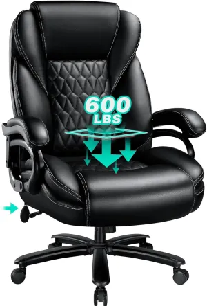 600lbs Big and Tall Office Chair with Pocket Spring Cushion, Ergonomic Heavy Duty Office Chair for Low Back Pain Relief, Large Executive Desk Chair with Adjustable Lumbar Support