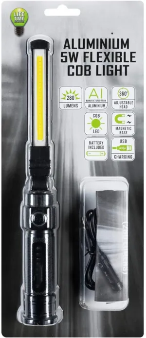 65317 Electralight Aluminium 5W Flexible COB Light (280 Lumens), Black