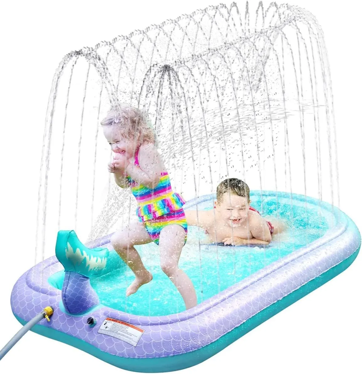 68" Sprinkler & Splash Pad for Kids, Large Outdoor Mermaid Sprinklers Play Mat Summer Water Play Toys Inflatable Sprinkler Pad, Fun Play Pool for Toddlers Babies Over 3 Years Boys Girls