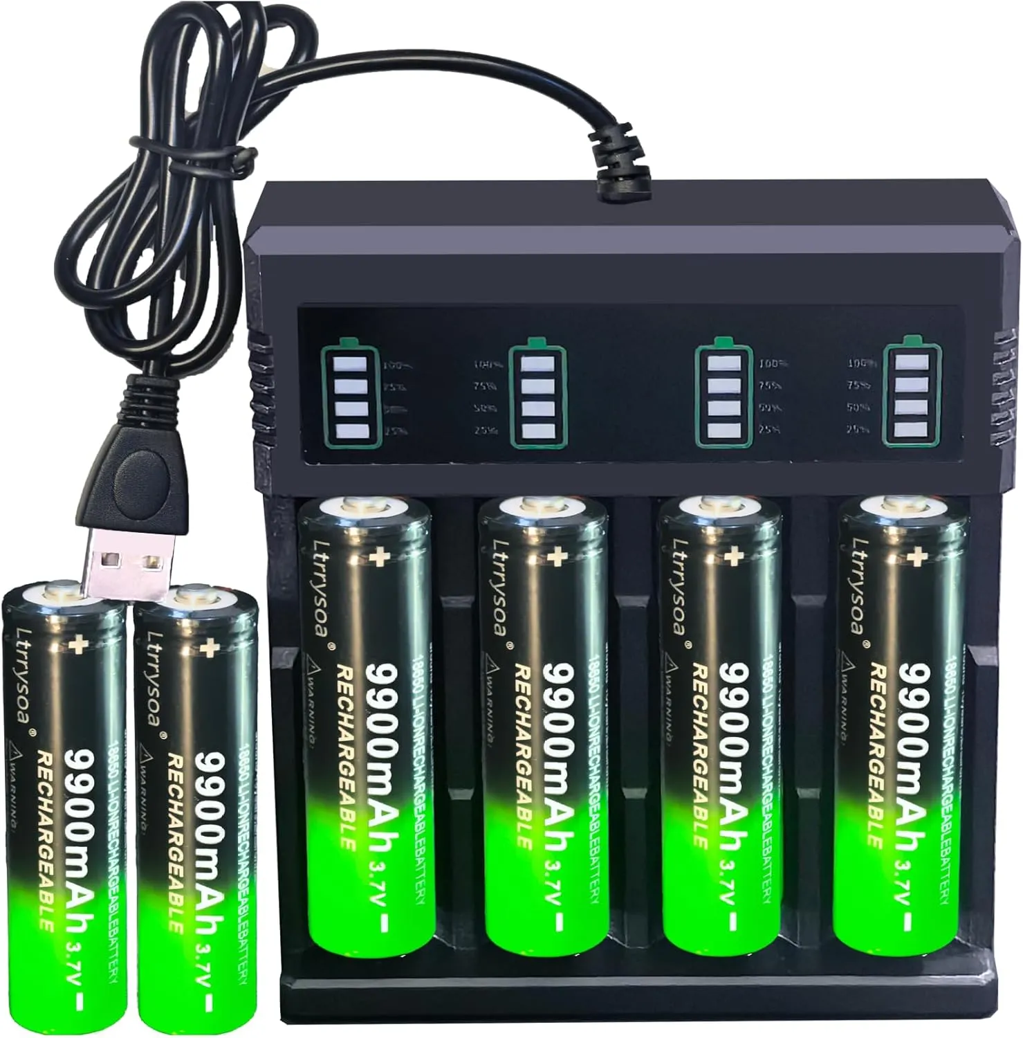 6pcs 18650 Rechargeable Battery W￵i￵th 18650 Battery Charger,Universal Smart 18650 Charger for 3.7V Lithium ion Batteries 18650 Rechargeable Battery Ltrrysoa (6pcs Button Top Batter￵y Charger)