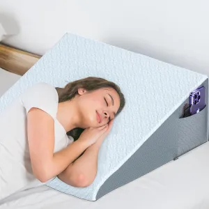7.5" Bed Wedge Pillow for Sleeping – Triangle Elevation Pillow for Acid Reflux, Snoring & Back Pain Relief, Memory Foam Top with Removable, Machine Washable Air Layer Cover