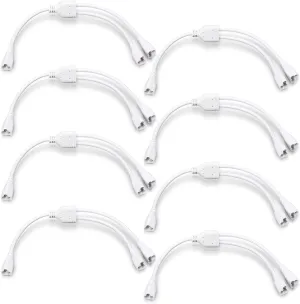8 Pcs T5 T8 LED Splitter Cable 3pins LED Wire Tube Connector 1to 2 Way Splitter Extension Cord for Ceiling Lights, Integrated Tube Lamp Holder Socket