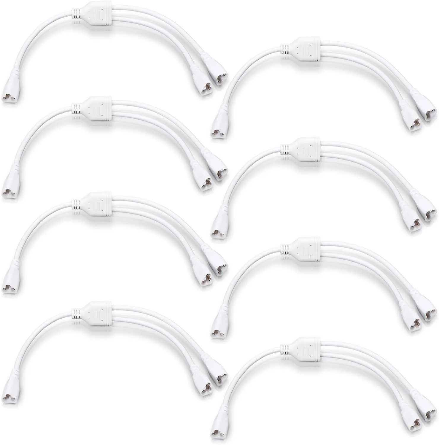 8 Pcs T5 T8 LED Splitter Cable 3pins LED Wire Tube Connector 1to 2 Way Splitter Extension Cord for Ceiling Lights, Integrated Tube Lamp Holder Socket