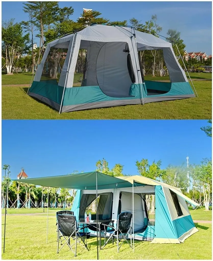8 Person Tent, Family Cabin Tents, Outdoor Shelter Camping Hub Tent, Doors and 3 Windows with Mesh,Waterproof,Double Layer Camping Tent for The Garden (Size : A)