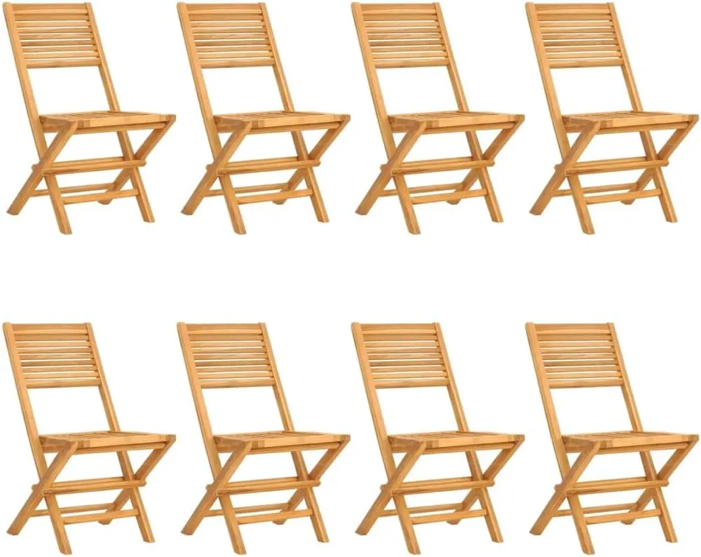 8-Piece Solid Teak Wood Folding Patio Chairs Set Outdoor Furniture 18.5x24.4x35.4 Inch Foldable Garden Chairs for Pool Backyard Beach Camping