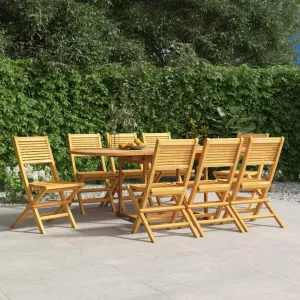 8-Piece Solid Teak Wood Folding Patio Chairs Set Outdoor Furniture 18.5x24.4x35.4 Inch Foldable Garden Chairs for Pool Backyard Beach Camping