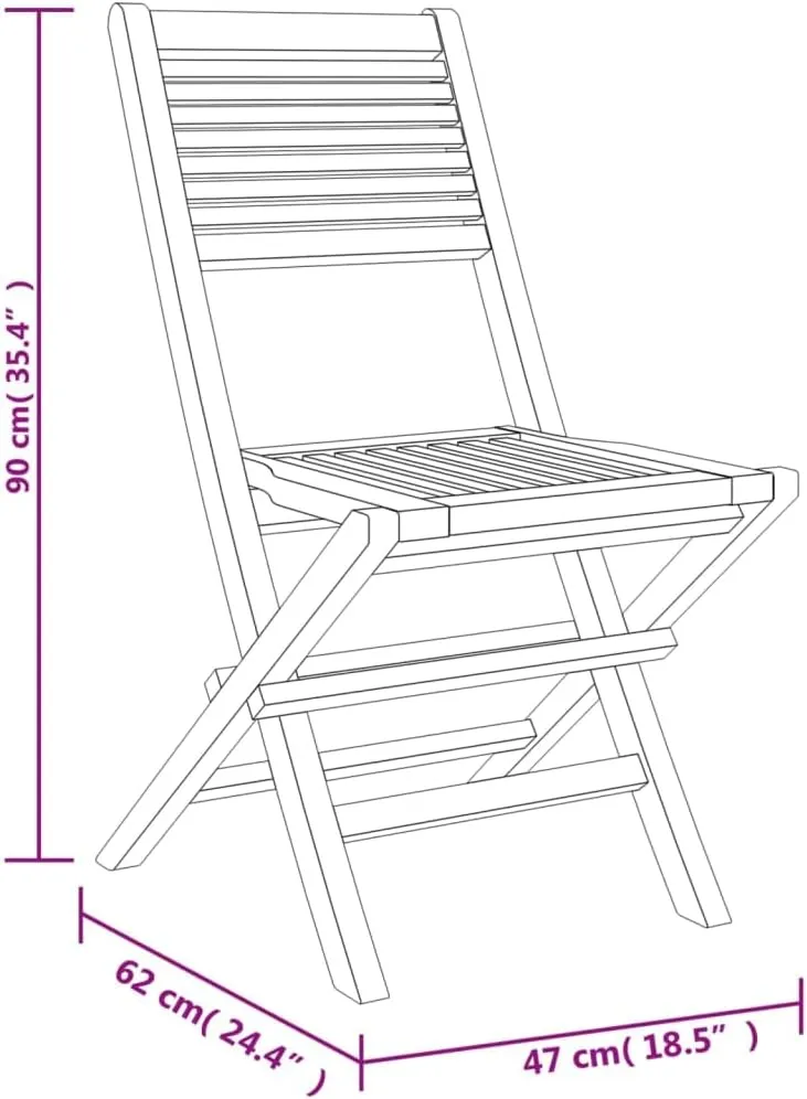 8-Piece Solid Teak Wood Folding Patio Chairs Set Outdoor Furniture 18.5x24.4x35.4 Inch Foldable Garden Chairs for Pool Backyard Beach Camping