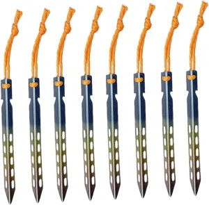 8 Pieces Camping Tent Nails Tent Pegs Lightweight Unbreakable Practical Metal Stakes for Ground Ground Pegs for Desert Tarp