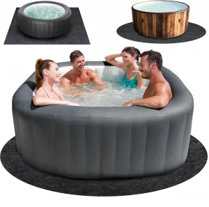 80 * 80 inch Round Hot Tub Mat, Extra Large Inflatable Spa Pad, Waterproof Slip-Proof Backing, Absorbent Pool Flooring Protector for Outdoor Indoor Use, Deck