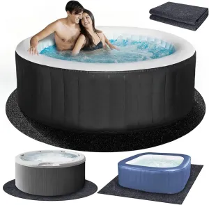 80 * 80 inch Round Hot Tub Pad, Inflatable Hot Tub Mat Outdoor Indoor, Waterproof Slip-Proof Backing, Absorbent Spa Pool Ground Base Flooring Protector Mat for Protect Hot Tub Pool from Wear