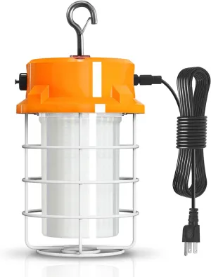 80W LED Temporary Work Light 12000lm 5000K Daylight White Portable Hanging Construction Lighting Led High Bay Light for Workshop Mine Job Site Lighting