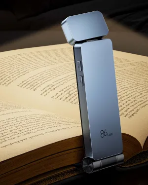 86lux Book Light, Rechargeable Clip-On LED Reading Light for Bed & Night Use - 3 Color Temperatures with Stepless Dimming, Ultralight Bookmark Design for Kids, Book Lovers, Blue