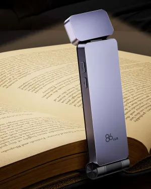 86lux Book Light, Rechargeable Clip-On LED Reading Light for Bed & Night Use - 3 Color Temperatures with Stepless Dimming, Ultralight Bookmark Design for Kids, Book Lovers, Purple