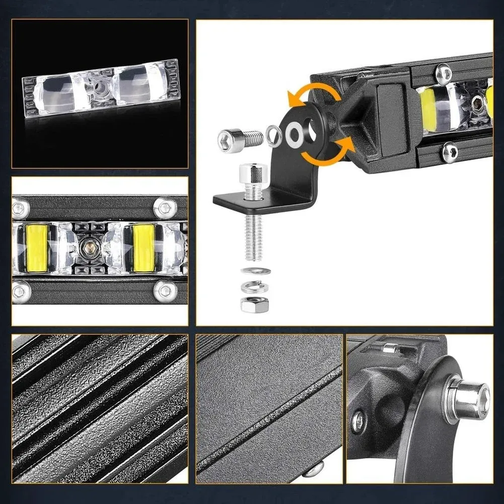 8D 8" LED Light Bar - 12V 24V Off-Road Slim Spotlight, 18W, CREE Chips, 6000K White, IP68 Waterproof, for Truck, ATV, Car, 4x4