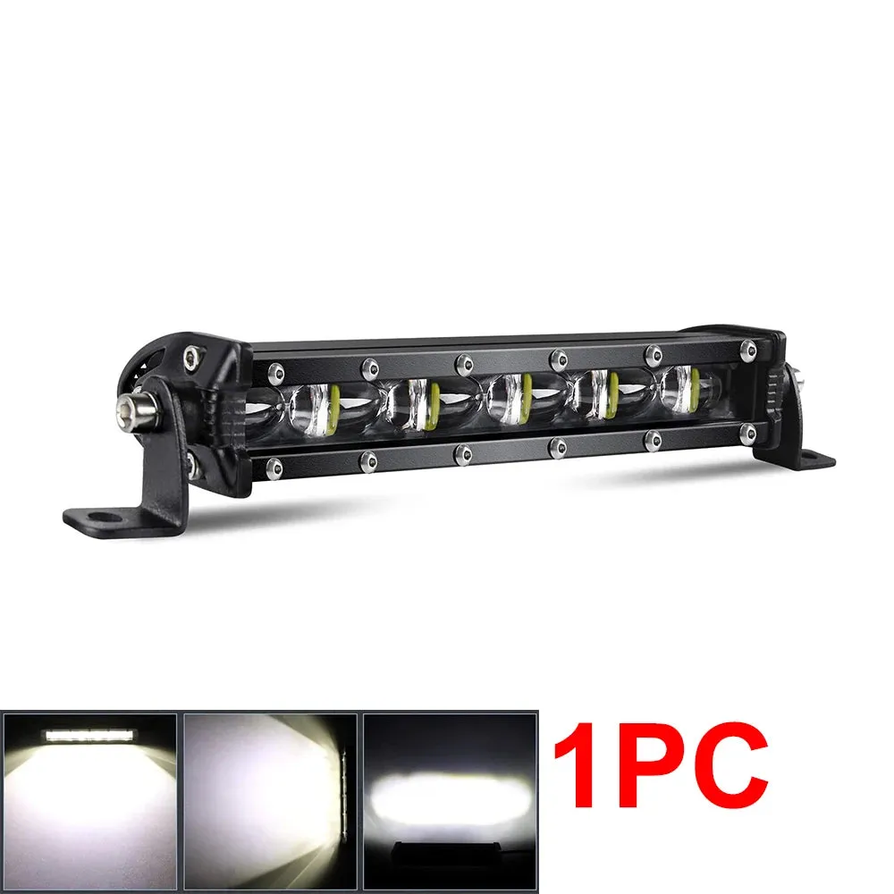 8D 8" LED Light Bar - 12V 24V Off-Road Slim Spotlight, 18W, CREE Chips, 6000K White, IP68 Waterproof, for Truck, ATV, Car, 4x4