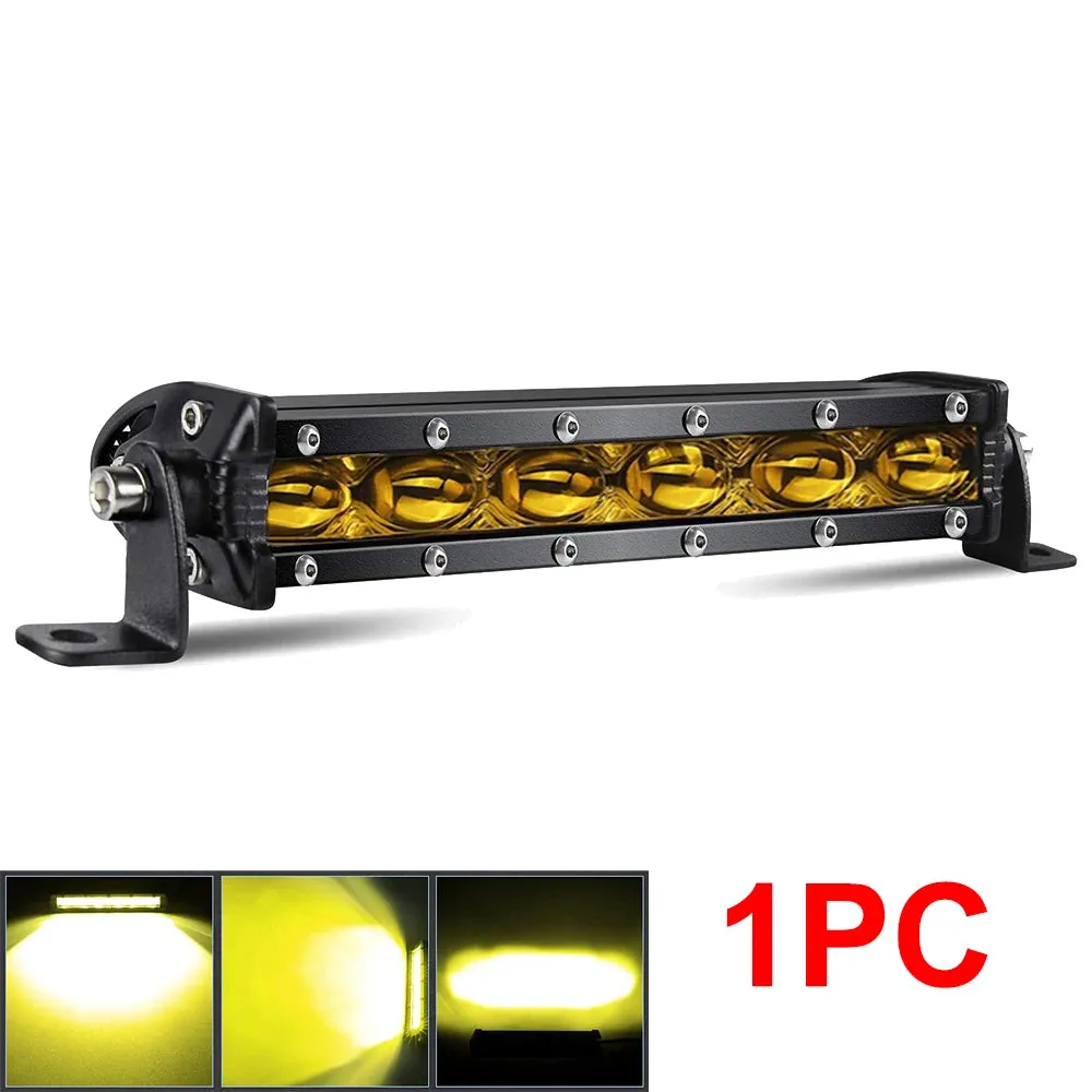 8D 8" LED Light Bar - 12V 24V Off-Road Slim Spotlight, 18W, CREE Chips, 6000K White, IP68 Waterproof, for Truck, ATV, Car, 4x4