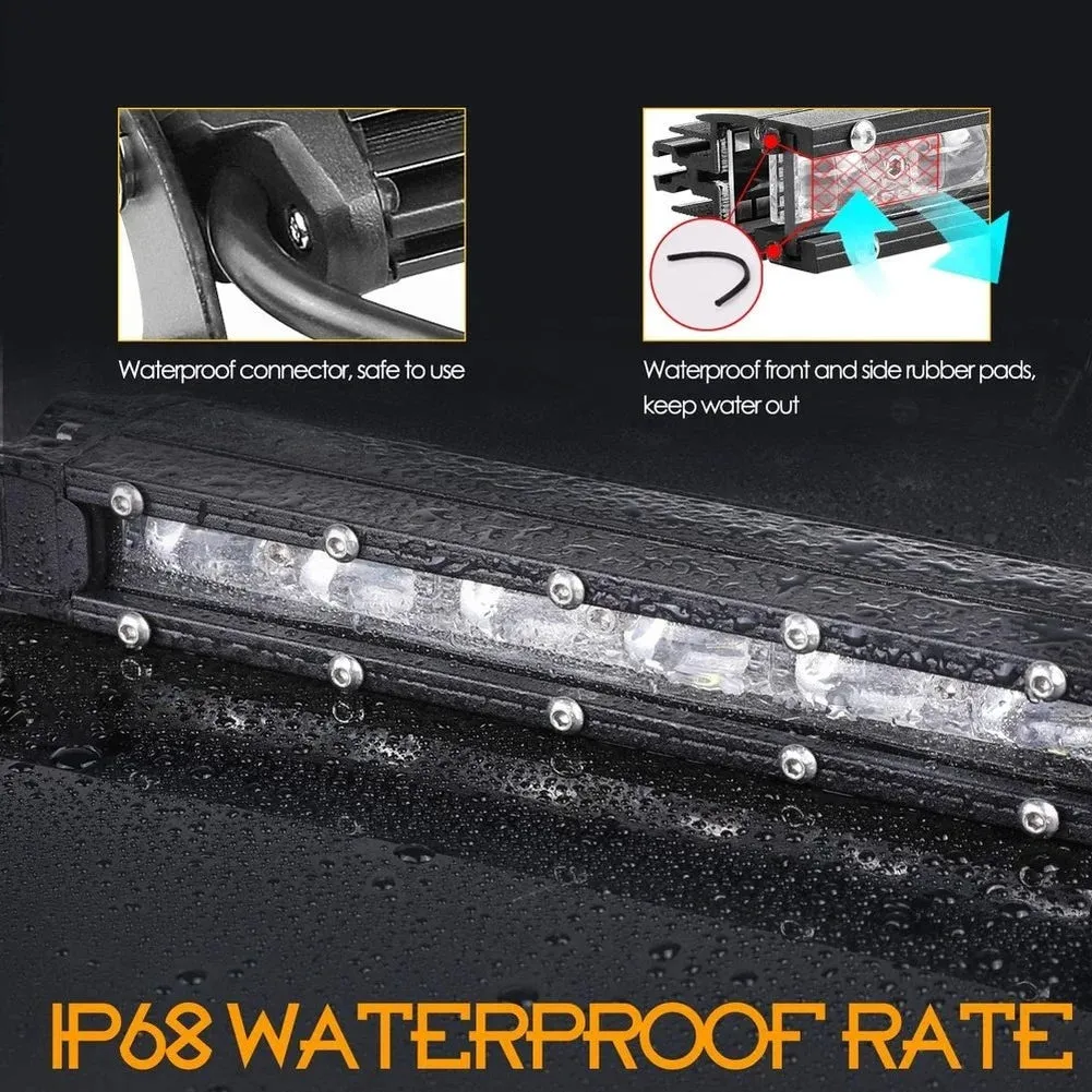 8D 8" LED Light Bar - 12V 24V Off-Road Slim Spotlight, 18W, CREE Chips, 6000K White, IP68 Waterproof, for Truck, ATV, Car, 4x4