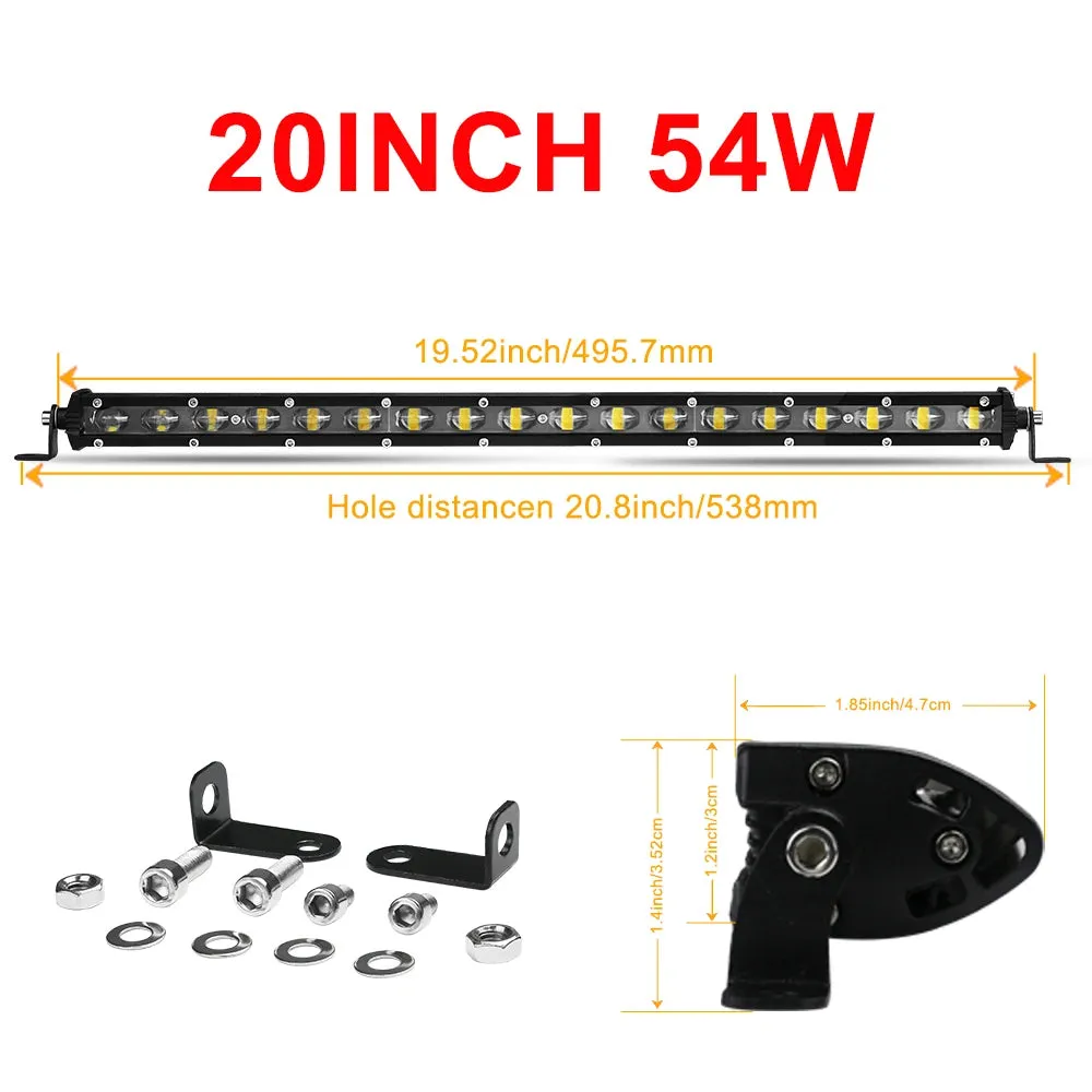 8D 8" LED Light Bar - 12V 24V Off-Road Slim Spotlight, 18W, CREE Chips, 6000K White, IP68 Waterproof, for Truck, ATV, Car, 4x4