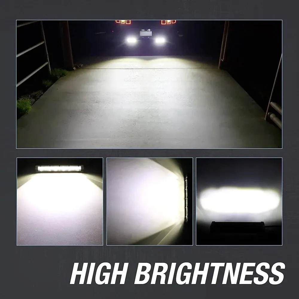 8D 8" LED Light Bar - 12V 24V Off-Road Slim Spotlight, 18W, CREE Chips, 6000K White, IP68 Waterproof, for Truck, ATV, Car, 4x4