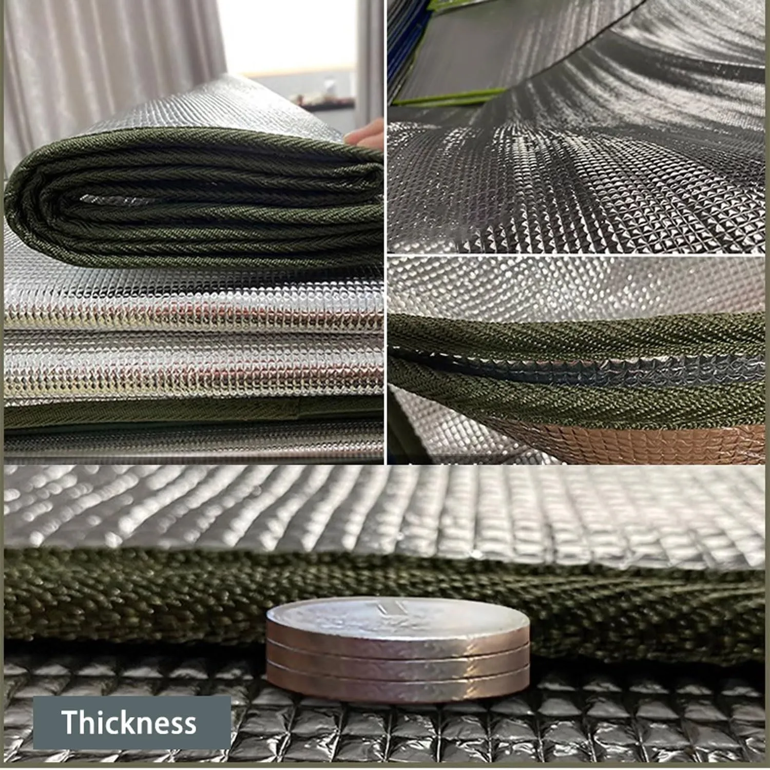 9mm Camping Mat Foam Foil Blanket for Camping Foam Pad Insulating Foil Mat Waterproof Double-Sided Moisture-Proof Foldable Sleeping Tent Pad Thermal Aluminum Camping mat for Reflecting Heat