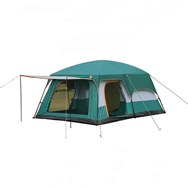 A large family camping tent with two living rooms and one hall that measures 6 10 12 square feet