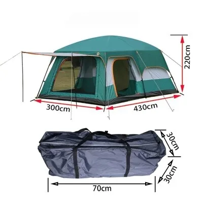 A large family camping tent with two living rooms and one hall that measures 6 10 12 square feet