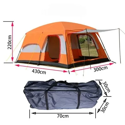 A large family camping tent with two living rooms and one hall that measures 6 10 12 square feet