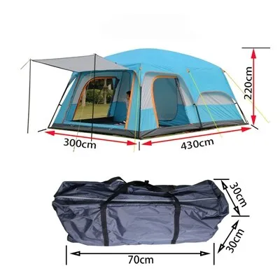 A large family camping tent with two living rooms and one hall that measures 6 10 12 square feet