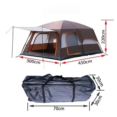 A large family camping tent with two living rooms and one hall that measures 6 10 12 square feet