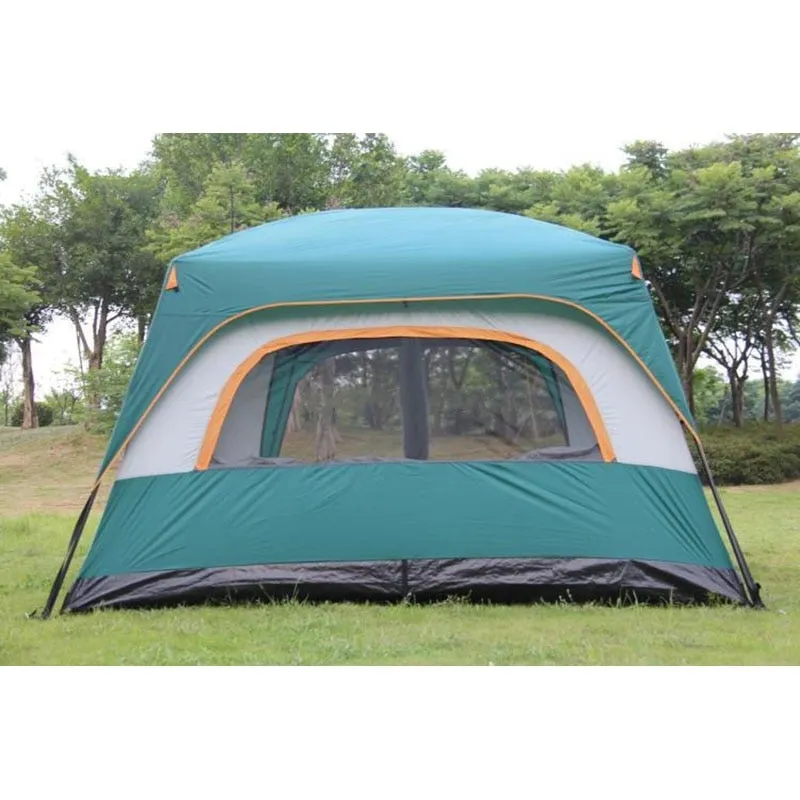 A large family camping tent with two living rooms and one hall that measures 6 10 12 square feet