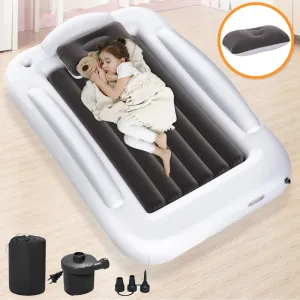 Abdtech Inflatable Toddler Travel Bed - Portable Toddler Kids Travel Bed with Safety Sides Complete Kids Air Mattress Set with High-Speed Pump, Ideal for Vacation Camping and Sleepover (60 Inches)