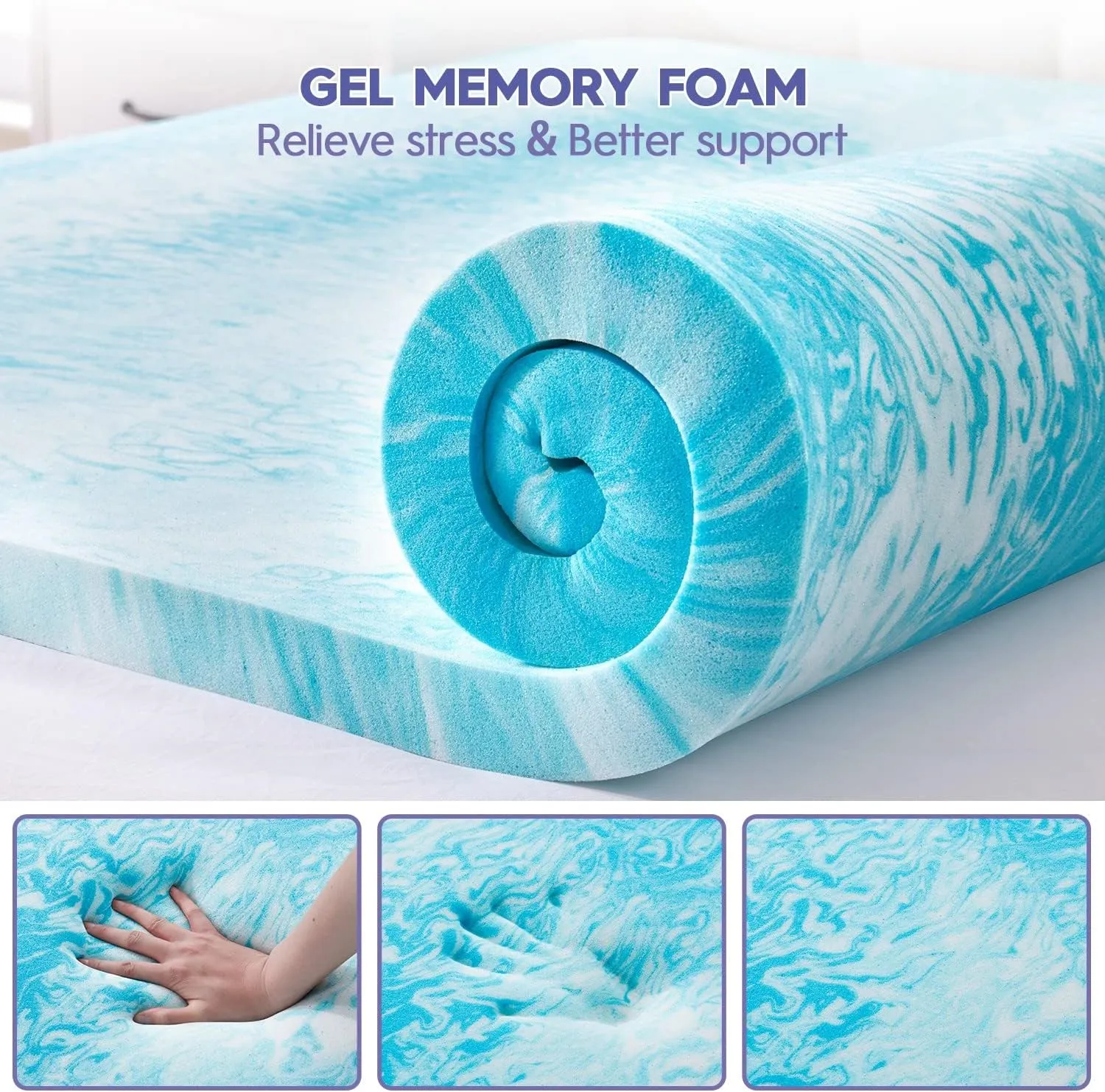 ABENE 3 Inch Dual Layer Memory Foam Mattress Topper Full, 2 Inch Memory Foam Plus 1 Inch Down Alternative Pillowtop Mattress Pad, with Bedside Pocket, Support for Back Pain (Full, White)