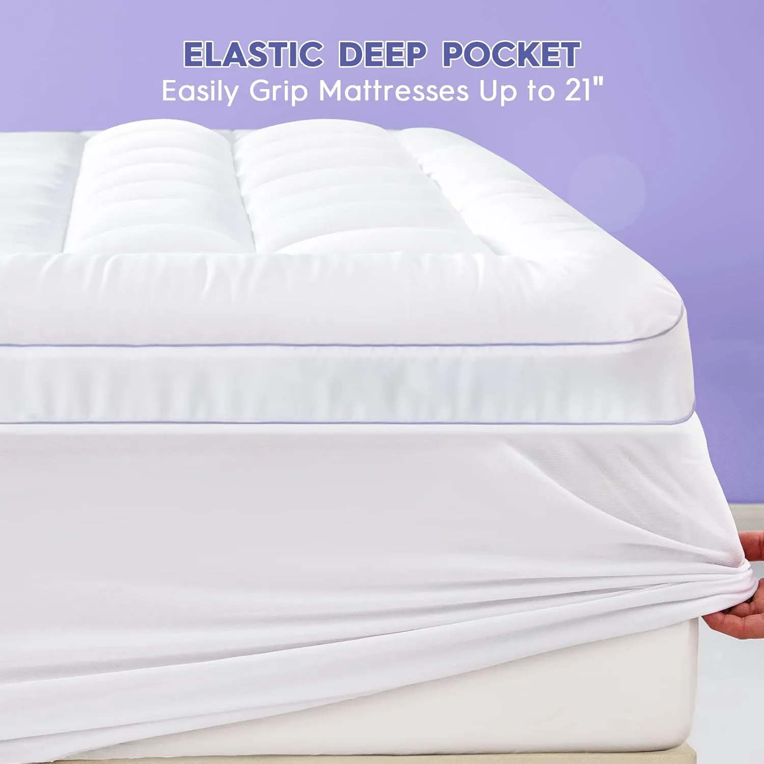ABENE 3 Inch Dual Layer Memory Foam Mattress Topper Full, 2 Inch Memory Foam Plus 1 Inch Down Alternative Pillowtop Mattress Pad, with Bedside Pocket, Support for Back Pain (Full, White)