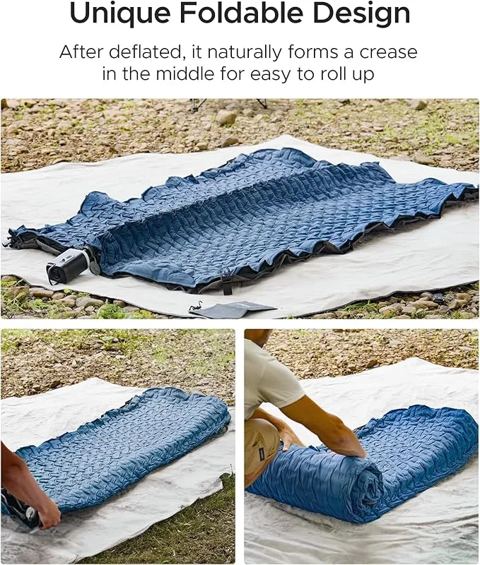 ACACIA 4" Thick Self Inflating Sleeping Pad with Foam, Innovative Y-Shaped Telescopic Structure, Ultraportable Camping Air Mattress with Pump Sack, Outdoor Compact Sleep Bed for Travel Tent Car