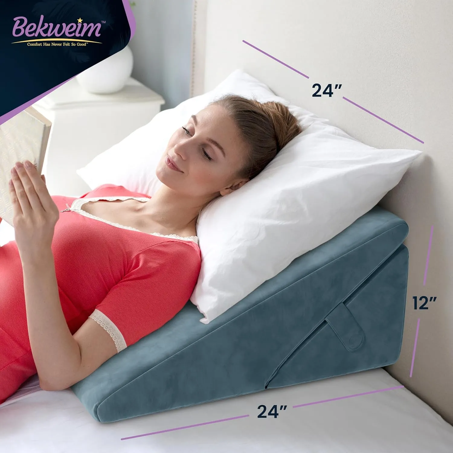 Adjustable Bed Wedge Pillow for Sleeping - Wedge Pillow for Sleep Apnea, Gerd, Acid Reflux Relief, Post Surgery - Foam Wedge Pillow for Back Pain Relief, Sleep Apnea Pillow Wedge or for Seniors