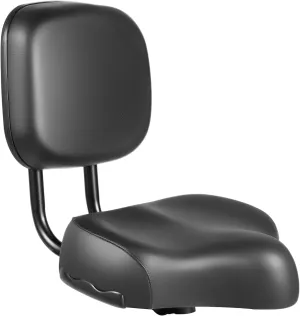 Adjustable Height Extra Wide Bike Seat with Backrest - Ergonomic Comfort Design for Men & Women, Leather Saddle Pad for eBikes, Tricycles & Big Bikes