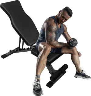 Adjustable Weight Bench for Full Body Workout, Foldable Incline/Decline Sit-up Chair, Heavy Duty Design, Black