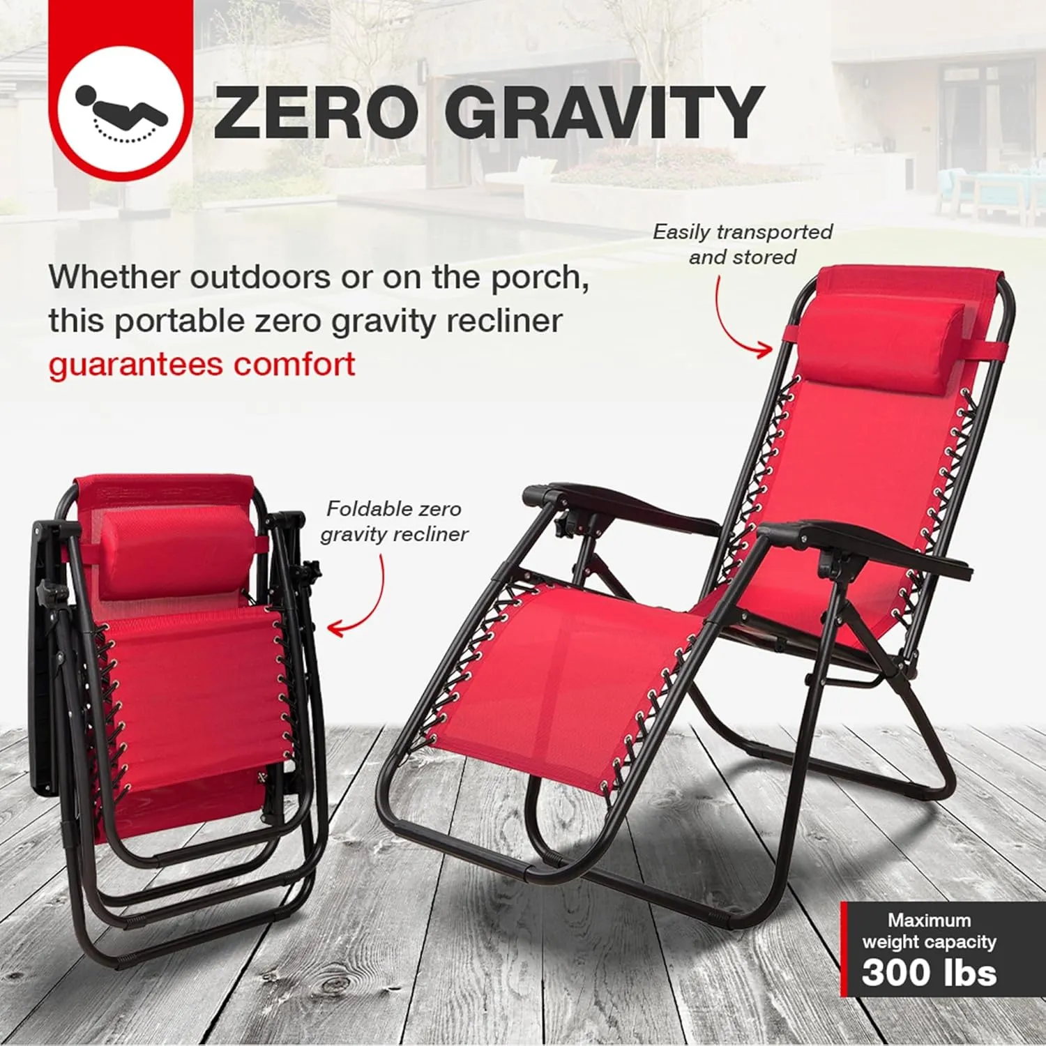 Adjustable Zero Gravity Lounge Chair Recliners for Patio, Yard, Multiple Colors and Sizes
