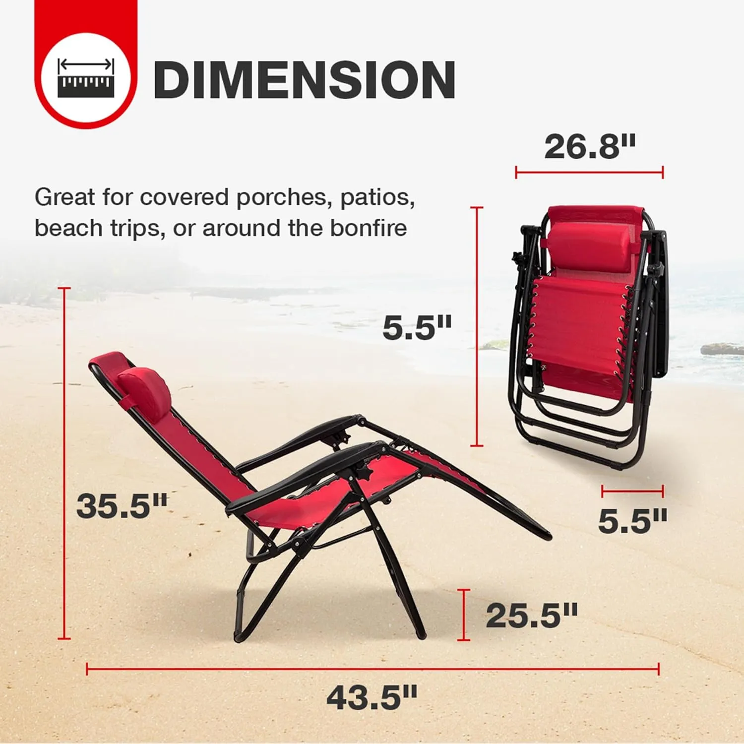 Adjustable Zero Gravity Lounge Chair Recliners for Patio, Yard, Multiple Colors and Sizes