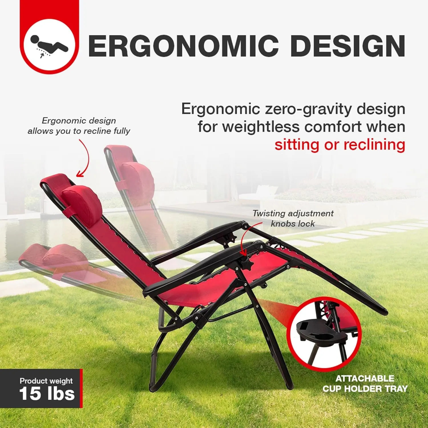 Adjustable Zero Gravity Lounge Chair Recliners for Patio, Yard, Multiple Colors and Sizes
