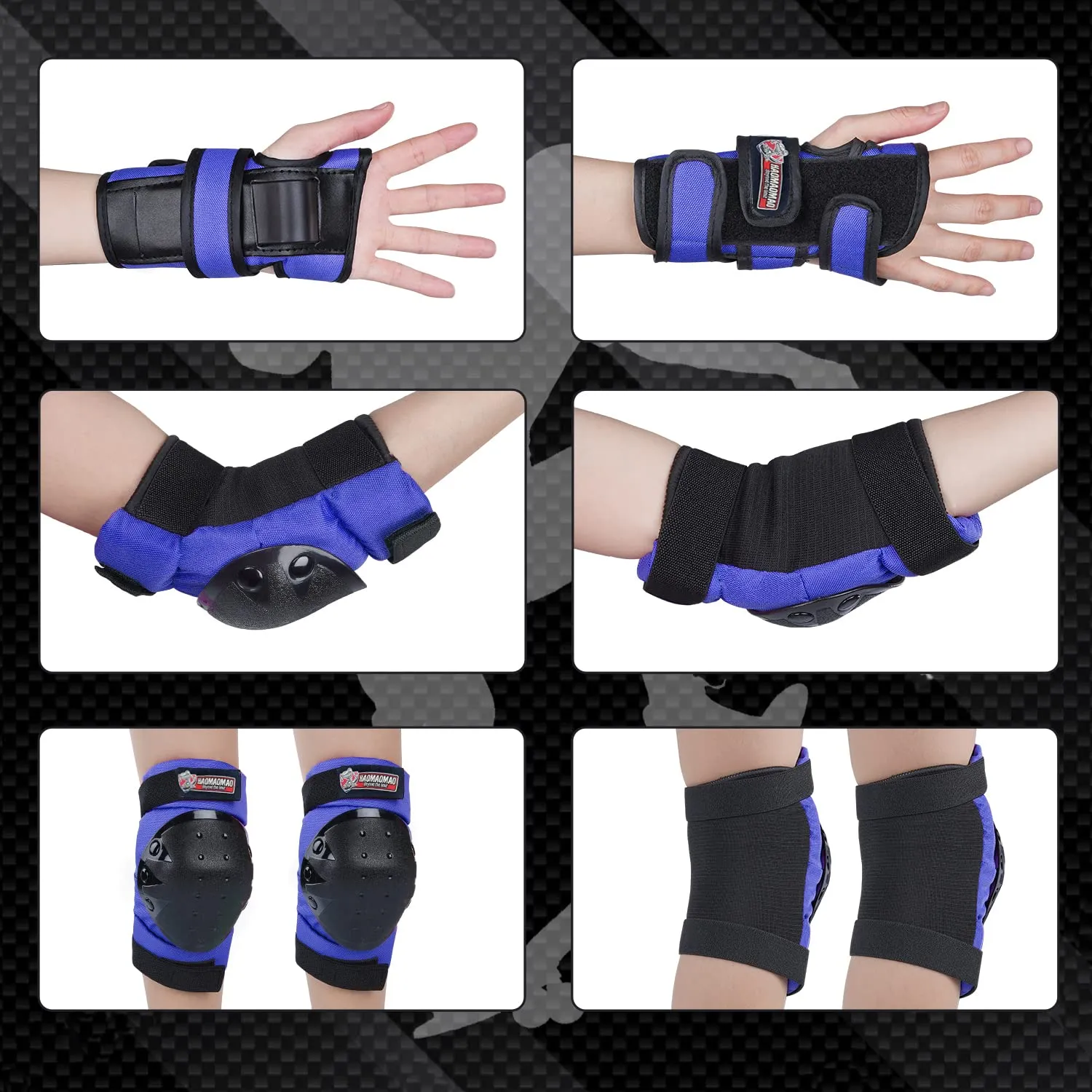 Adult & Kids Knee Pads Elbow Pads Wrist Guards Protective Gear Set for Roller Skates Scooter Inline Skating Cycling BMX Bike Skateboard Riding and Outdoor Extreme Multi-Sports