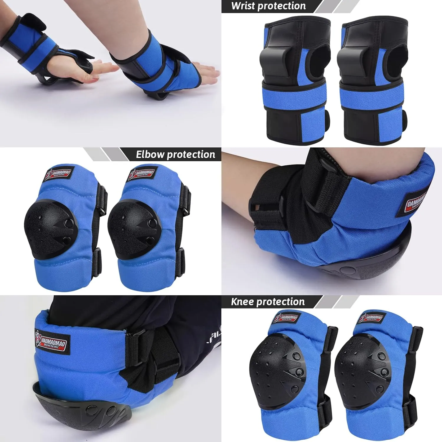 Adult & Kids Knee Pads Elbow Pads Wrist Guards Protective Gear Set for Roller Skates Scooter Inline Skating Cycling BMX Bike Skateboard Riding and Outdoor Extreme Multi-Sports