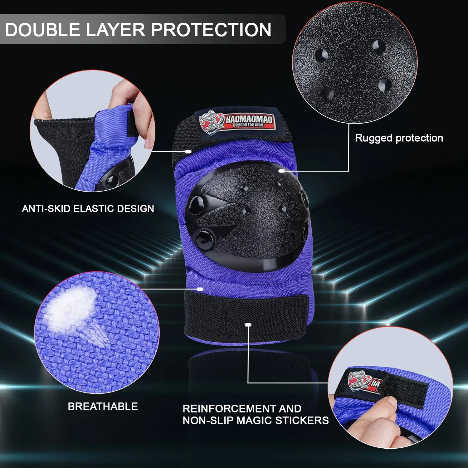 Adult & Kids Knee Pads Elbow Pads Wrist Guards Protective Gear Set for Roller Skates Scooter Inline Skating Cycling BMX Bike Skateboard Riding and Outdoor Extreme Multi-Sports