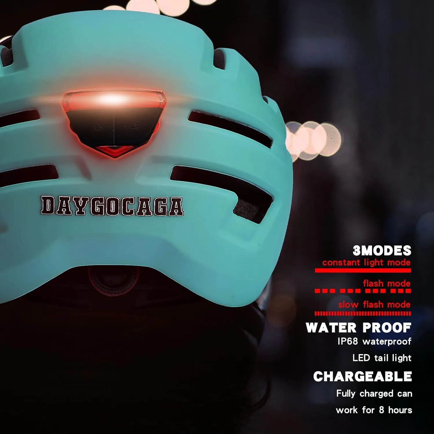 Adult Bike Helmet for Men Women, Mountain Road Bicycle Helmet with USB Rechargeable Taillight