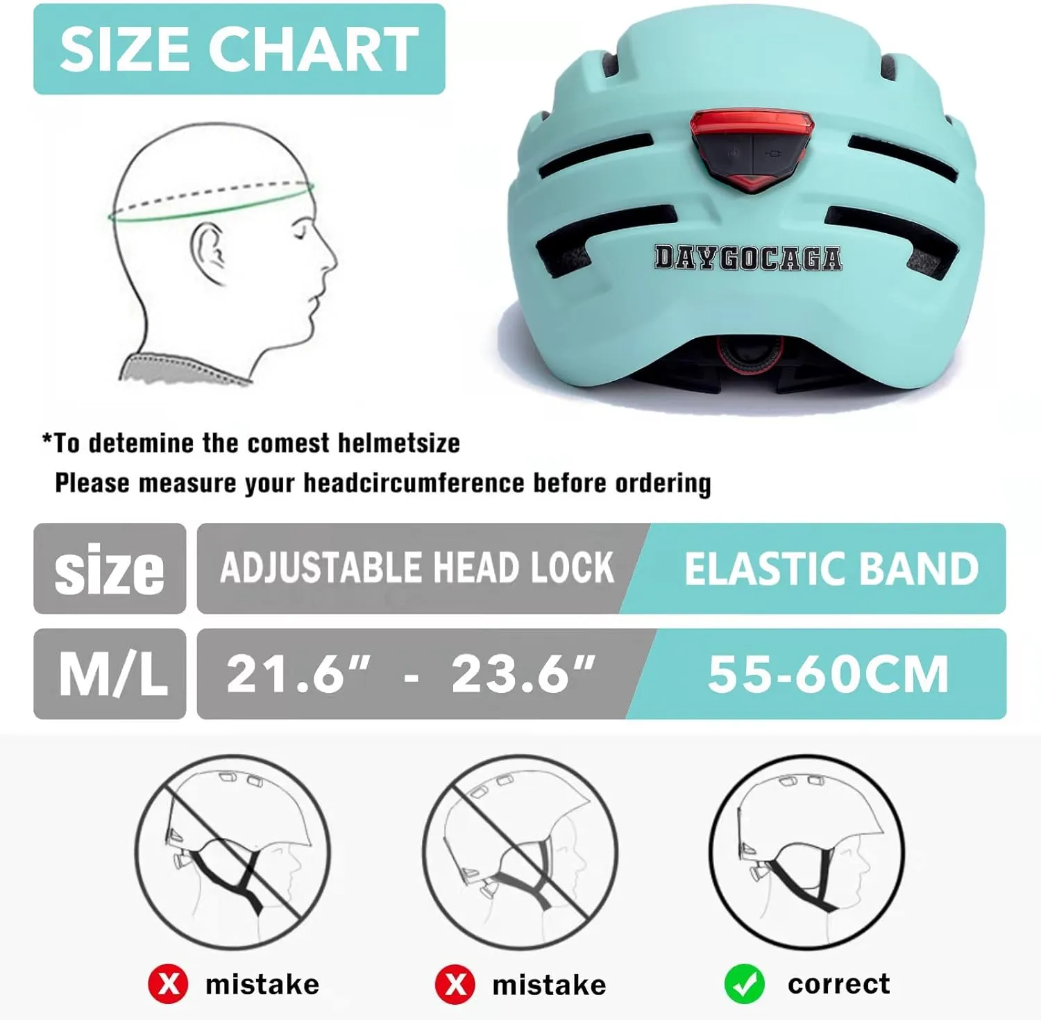 Adult Bike Helmet for Men Women, Mountain Road Bicycle Helmet with USB Rechargeable Taillight