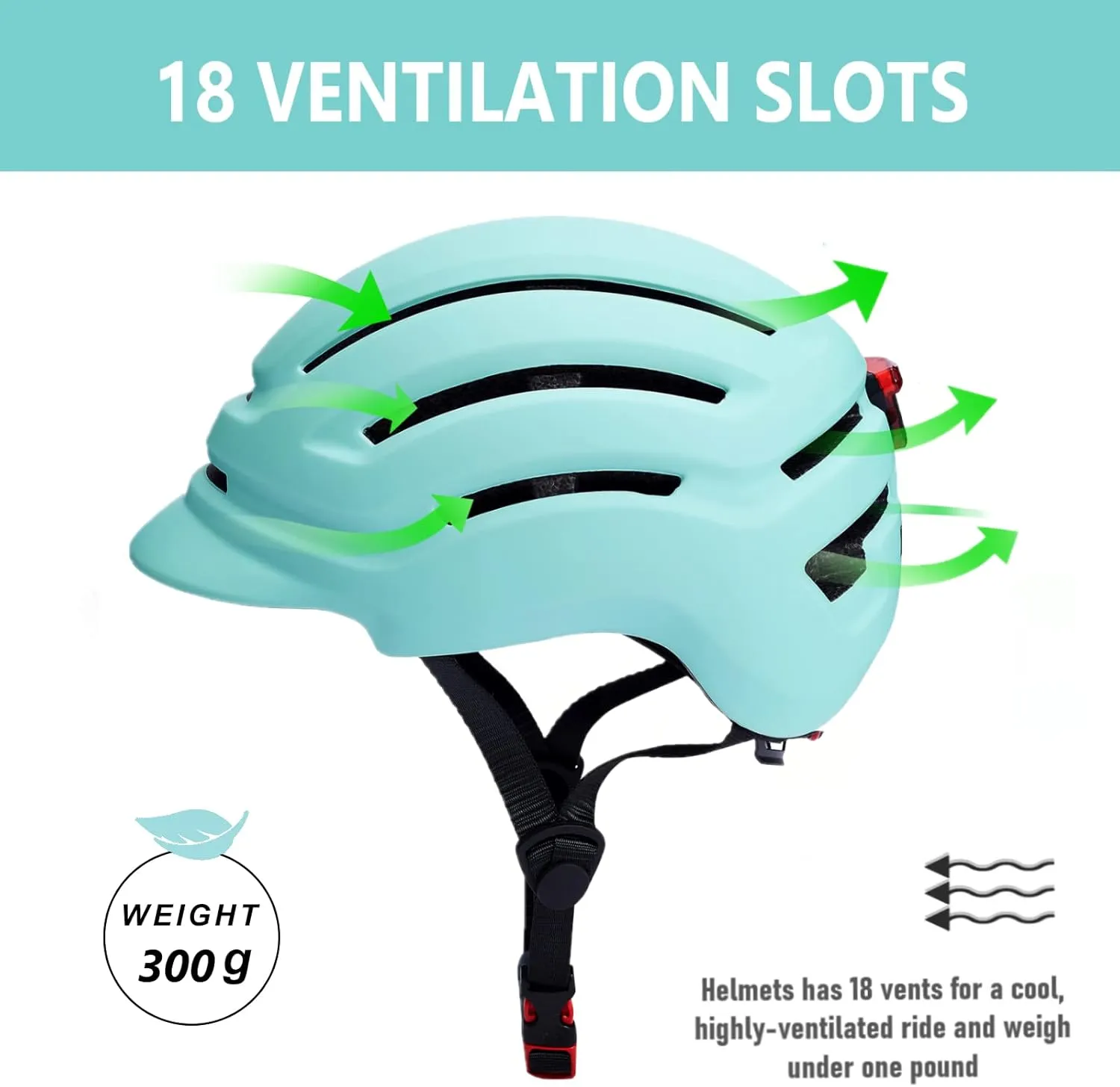 Adult Bike Helmet for Men Women, Mountain Road Bicycle Helmet with USB Rechargeable Taillight